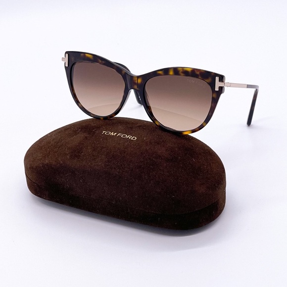 NEW TOM FORD HAVANA BROWN WOMEN CAT EYE SUNGLASSES - Picture 2 of 7